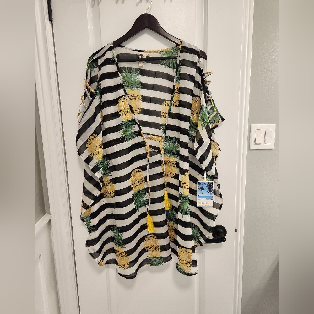 Pineapple Print Beach Cover Up